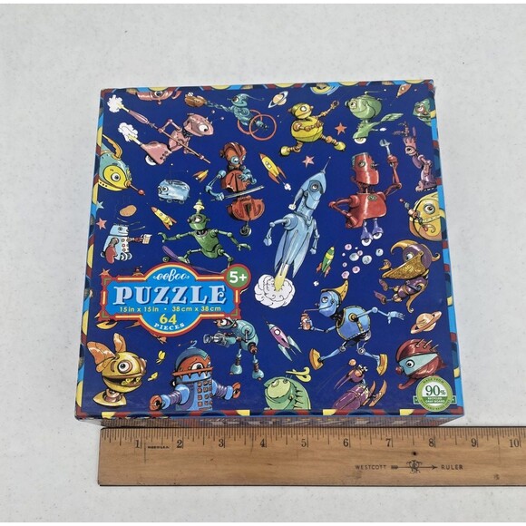 eeBoo Kids Robot Space Jigsaw 64 Piece Puzzle Ages 5+ Best Toy Award 15" x 15" - Picture 8 of 11